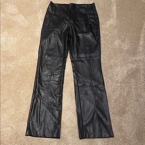 ASOS Stradivarius Faux Vegan Leather Pants Split Front Detail Black Sz 14
